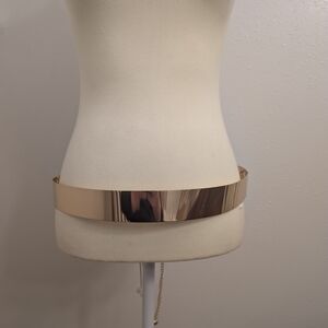 Whippy Women's Adjustable Gold Metal Mirror Waist Belt With Chain NWT